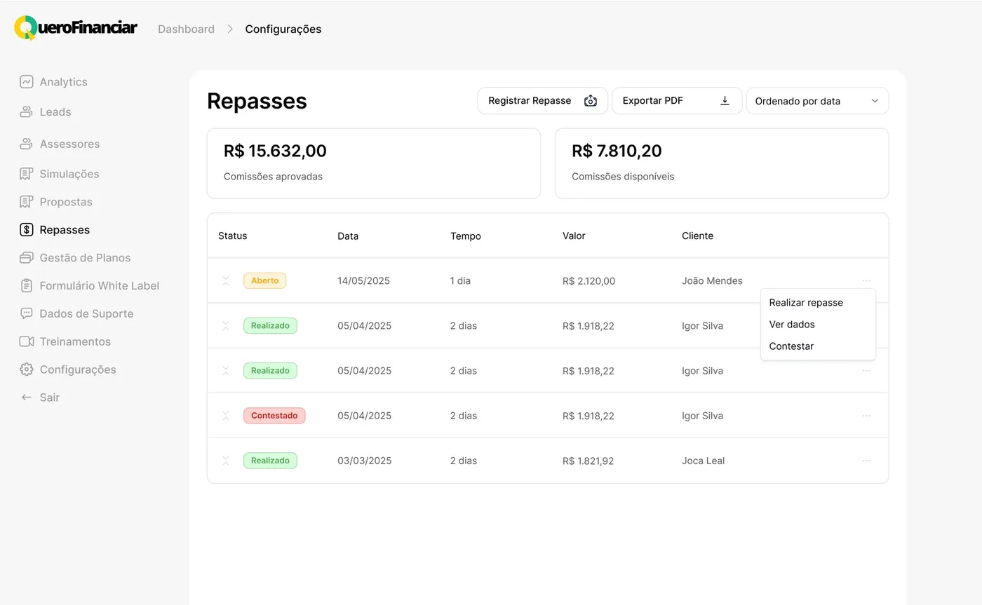Controle de repasses